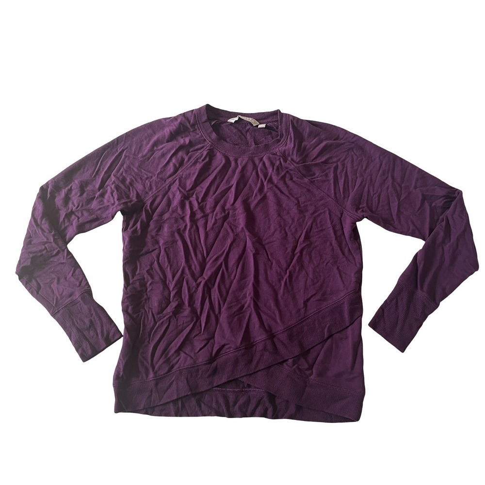Athleta Women's Size S Purple Crewneck Shirt Asymmetric Hem Modal Long Sleeve